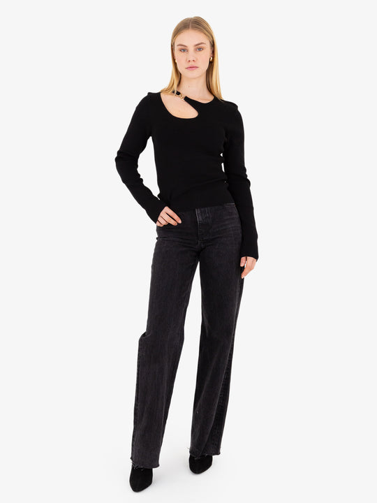 Louisa Chain Black Knit Top