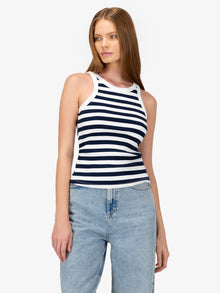  Noel Striped Halter Blue Top