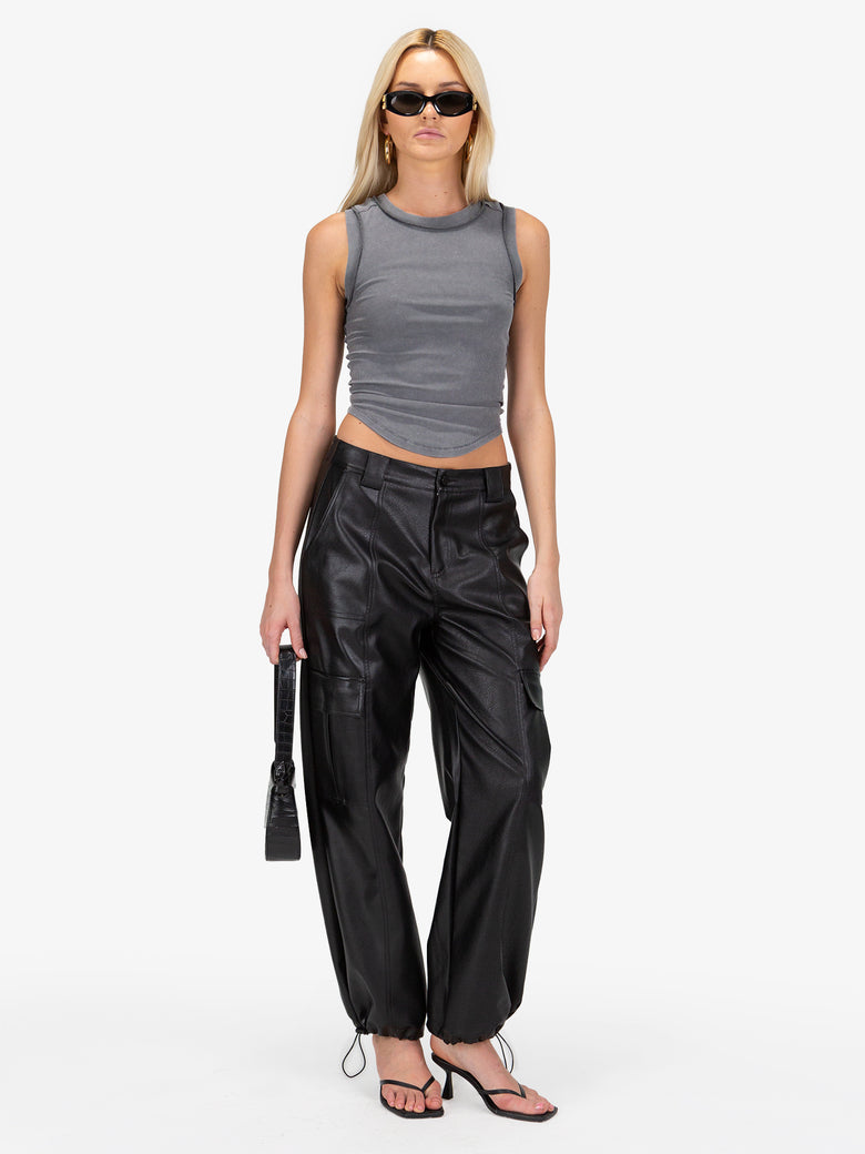 Millie Faux Leather Cargo Joggers