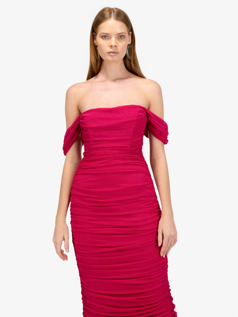 Lulu Mesh Ruched Dress