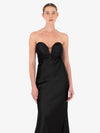 Anna Satin Strapless Black Maxi Dress