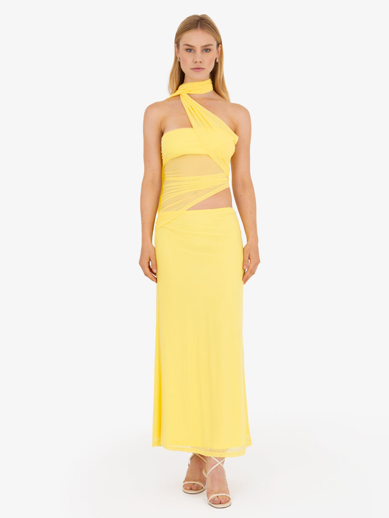 Tessa Neck Tie Yellow Dress