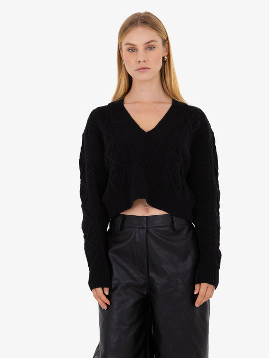 Jade Open Back Black Sweater