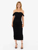 Helena Ruched Black Midi Dress