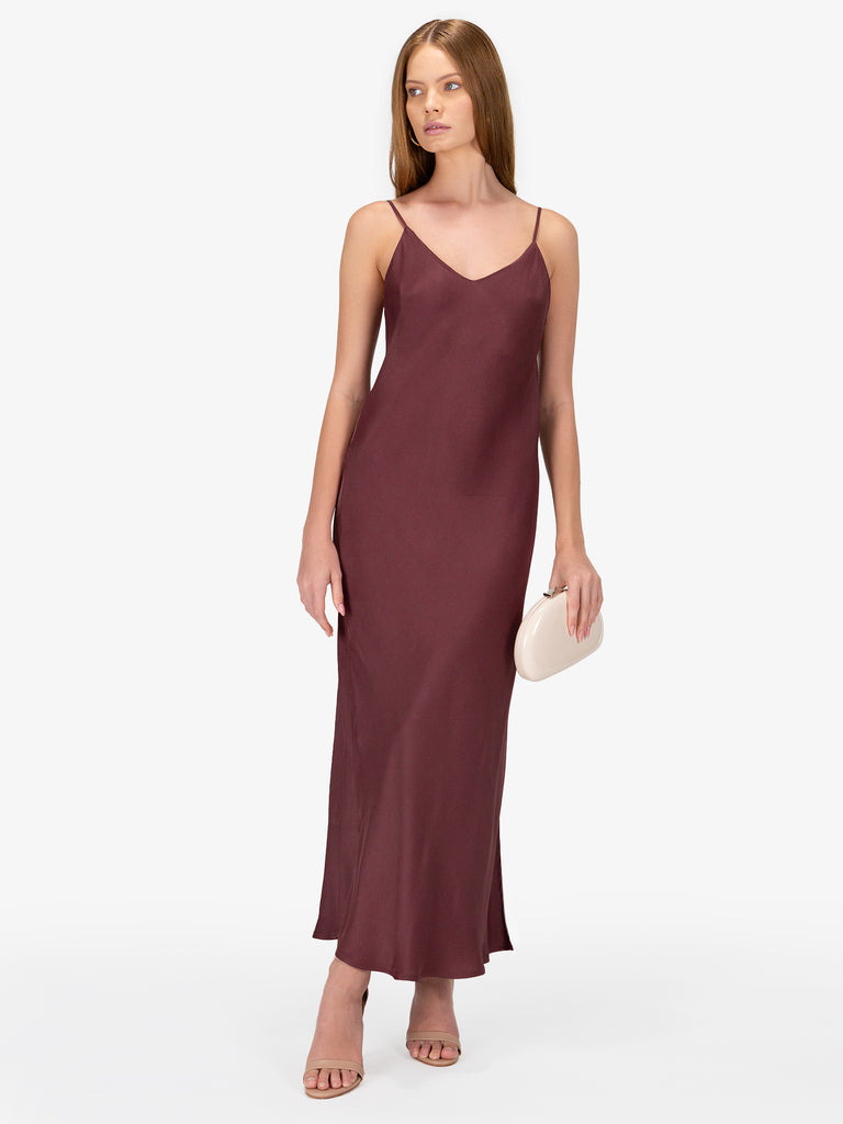 Nana Wine Satin Slip Dress