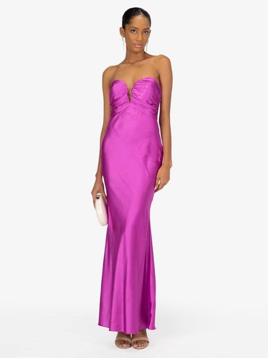 Anna Satin Strapless Maxi Dress