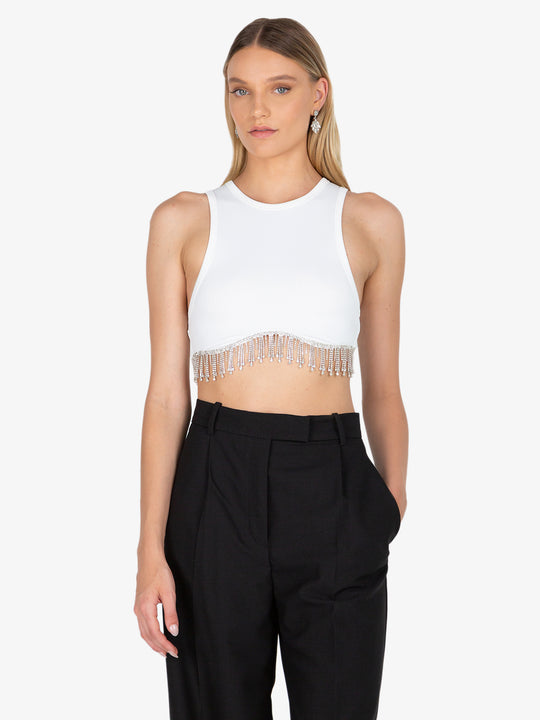 Kayla Rhinestone Fringe Top