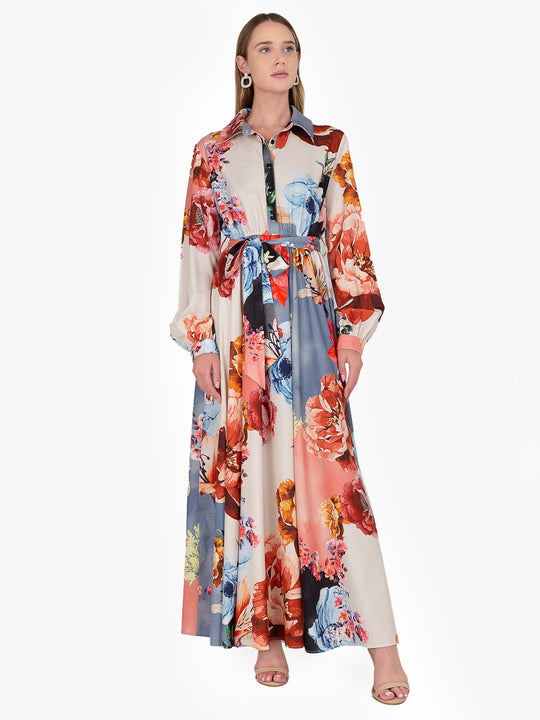 Lisa Floral Maxi Shirt Dress