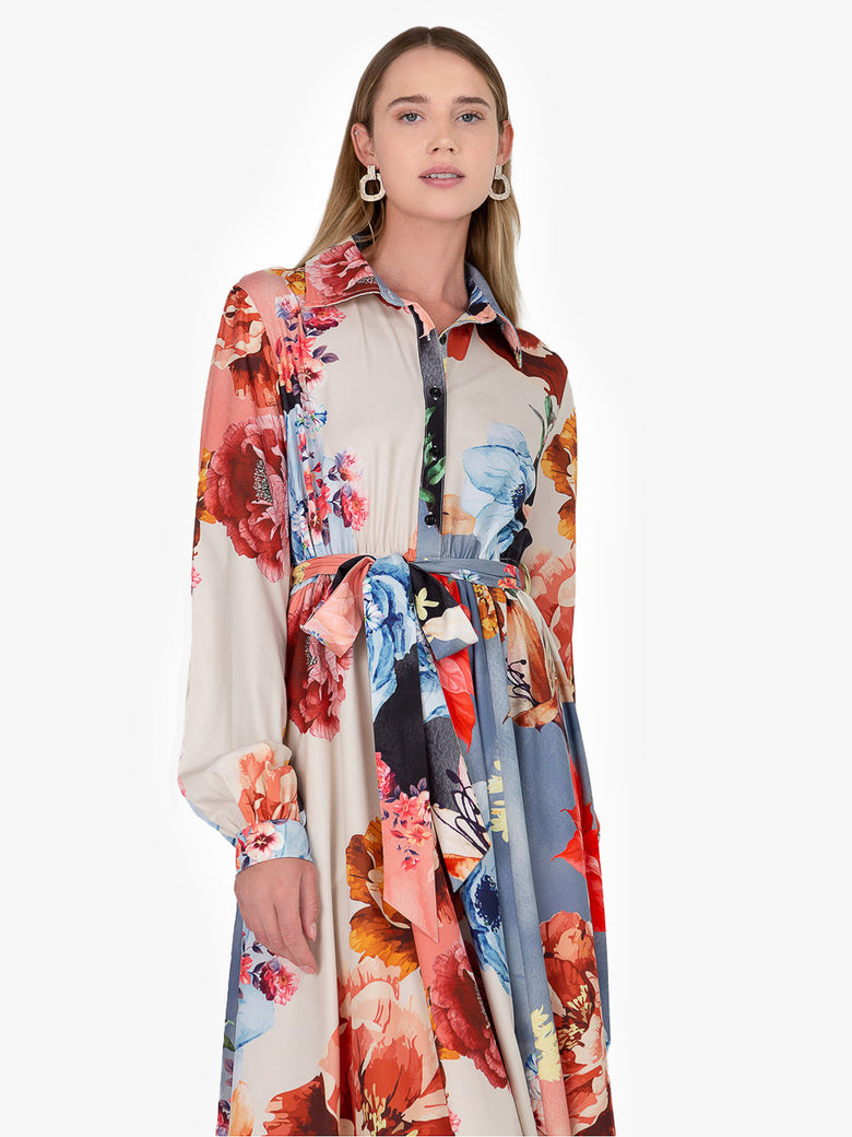 Lisa Floral Maxi Shirt Dress