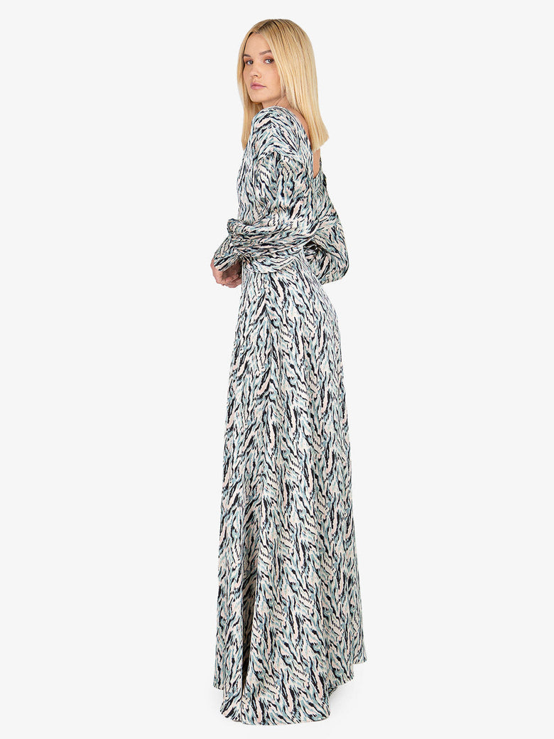 Sarah Satin Print Maxi Dress