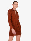 Nina Ruched Rust Mini Dress