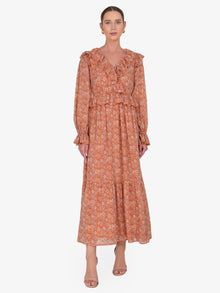  Isabel Shirred Ruffled Dress