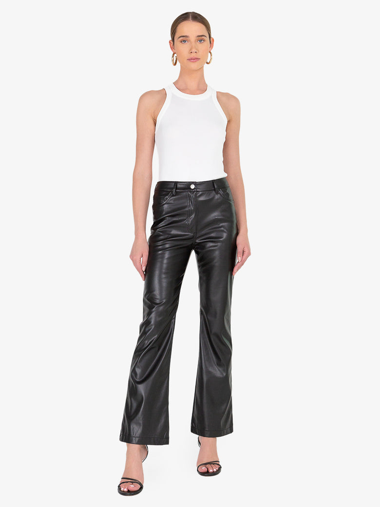 Mara Black Faux Leather Pants