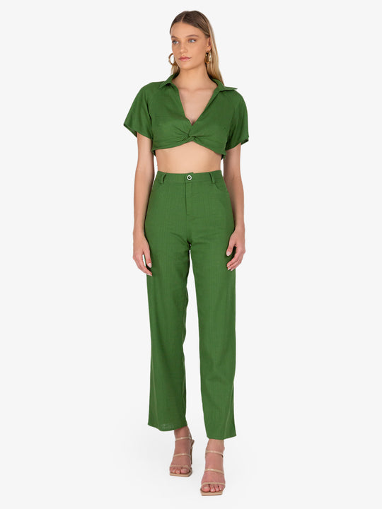 Gia Cropped Linen Set