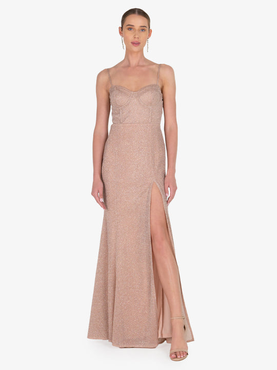 Elena Sparkle Slit Maxi Dress